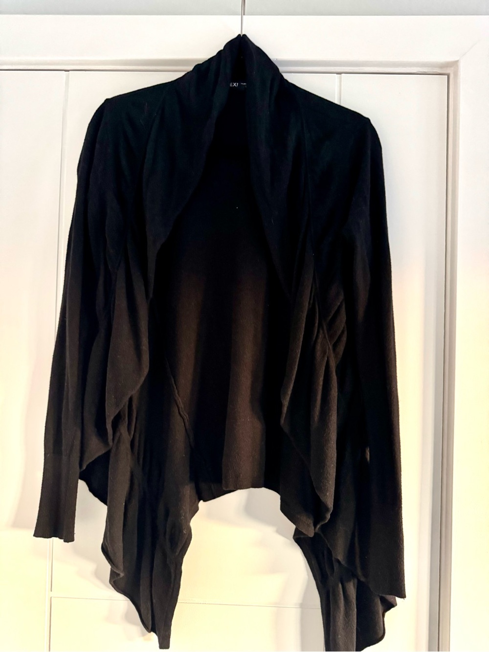 Black Open-Front Ruffled Women's Cardigan Sweater